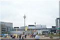 View of Westfield Stratford City and Aspers Casino from the walkway leading to the Olympic Park