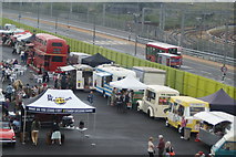 TQ3884 : Looking down into the Classic Car Boot Sale from the walkway leading into the Olympic Park #2 by Robert Lamb