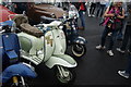 View of two of the Lambrettas in the Classic Car Boot Sale