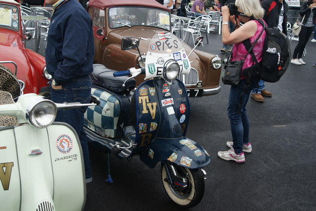 View of one of the Lambrettas in the Classic Car Boot Sale