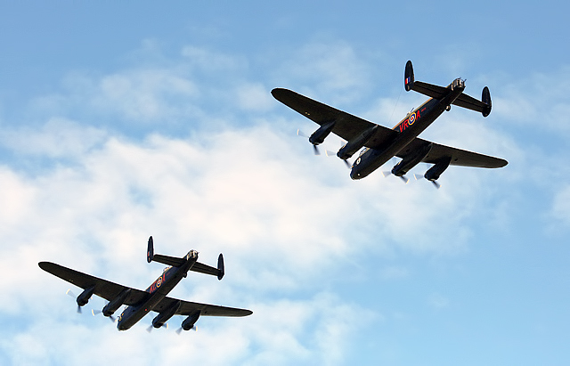 A 2-ship Lancaster fly past at Glasgow Prestwick Airport