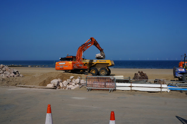 Sea defence work at Colwyn Bay