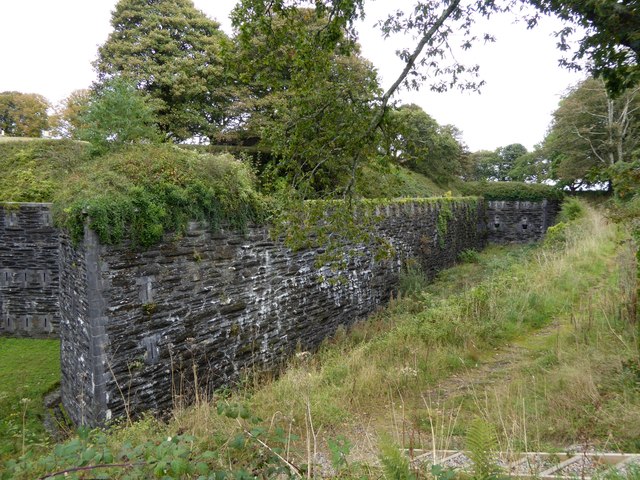 A corner of the wall and ditch of Crownhill Fort