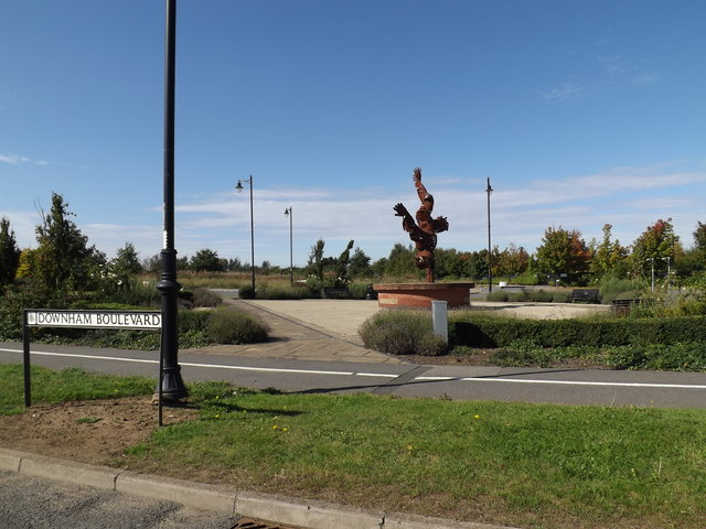 Downham Boulevard sign & Handstanding Sculpture