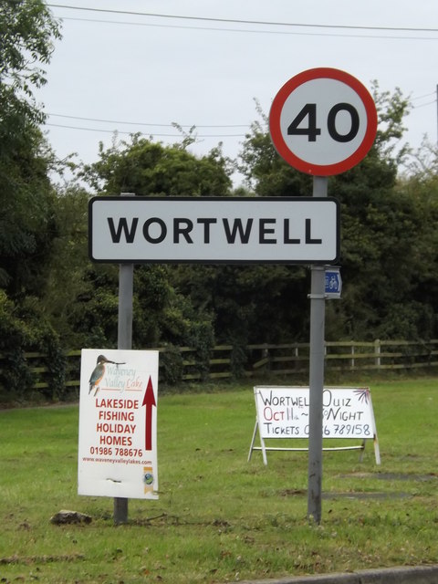 Wortwell Village Name sign on High Road