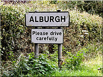 TM2786 : Alburgh Village Name sign on Low Road by Geographer