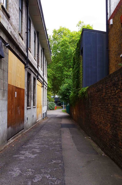 Entrance passageway from Hampstead Road to St. James Gardens, Camden, London