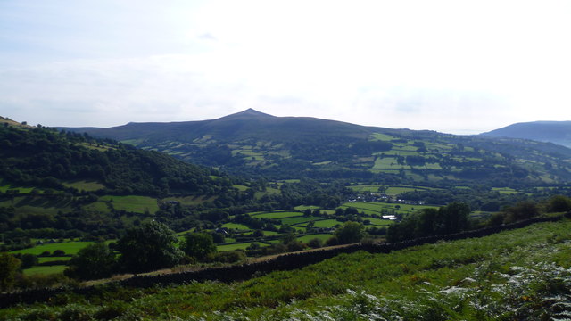 View to the Sugar Loaf from the path up Crug Hywel