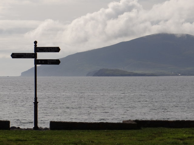 Signpost on the shore
