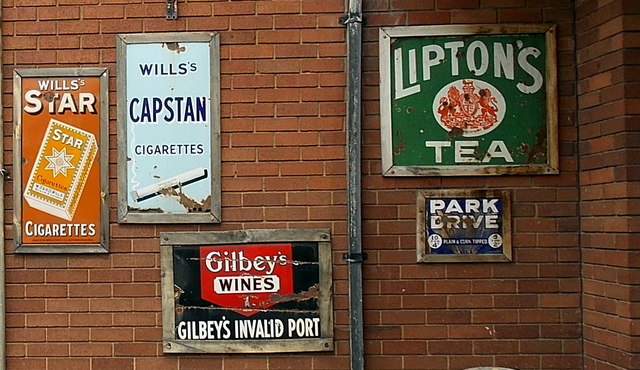 Old enamel adverts in Bridgnorth