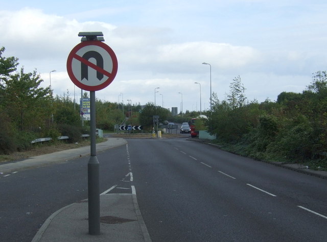 Approaching a roundabout on the A628