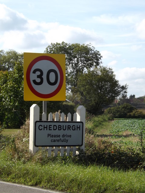 Chedburgh Village Name sign