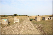 TM4764 : Suffolk Coast Path and entrance to Minsmere Nature Reserve by Rob Noble