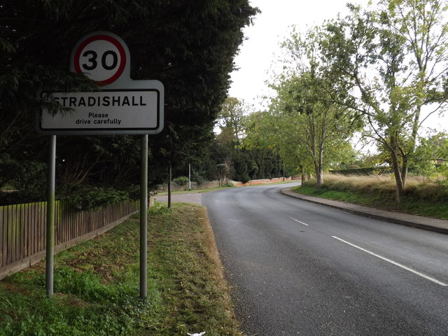 B1063 The Street & Stradishall Village Name sign