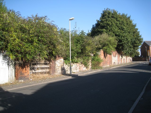 Boundary of former industrial sites, northeast end of Parkway Road, Dudley