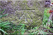 NY7801 : Benchmark on barn beside B6259 at Outhgill by Roger Templeman