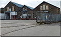 Former railway works buildings in Caerphilly