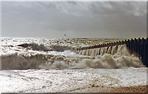 TV4898 : Stormy sea breaking over a groyne, Seaford 1994 by Ben Brooksbank
