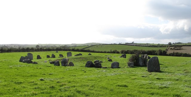 Oval mound at the centre of the Ballynoe Stone Circle