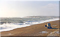 TV4699 : Newhaven Harbour and breakwater, from Bishopstone, 1996 by Ben Brooksbank