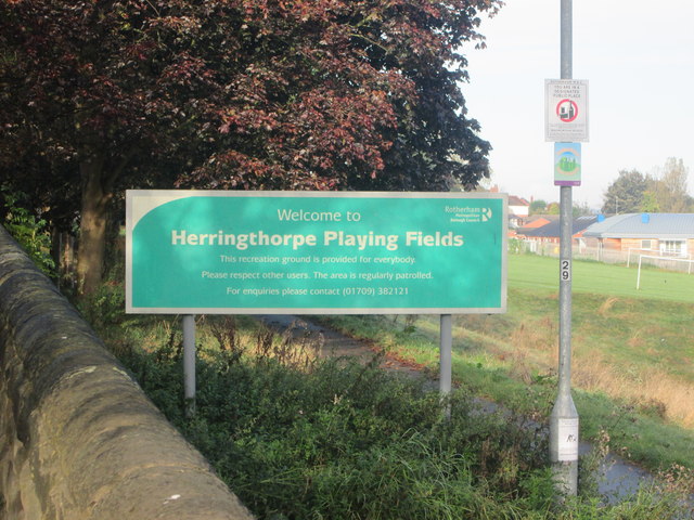 Notice  at pedestrian  entrance  to  Herringthorpe  Playing  Fields