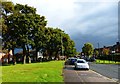 Looking along Woodgreen Avenue at the northern junction with Timsbury Crescent