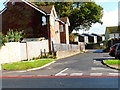 Looking into Meadow Place with cat on fence