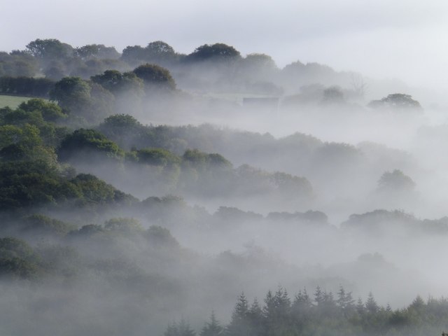 Early morning mist above Llangattock