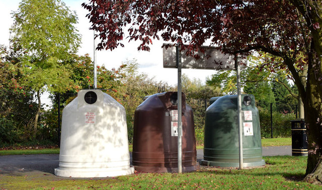 Recycling bins, Musgrave Park, Belfast (October 2014)
