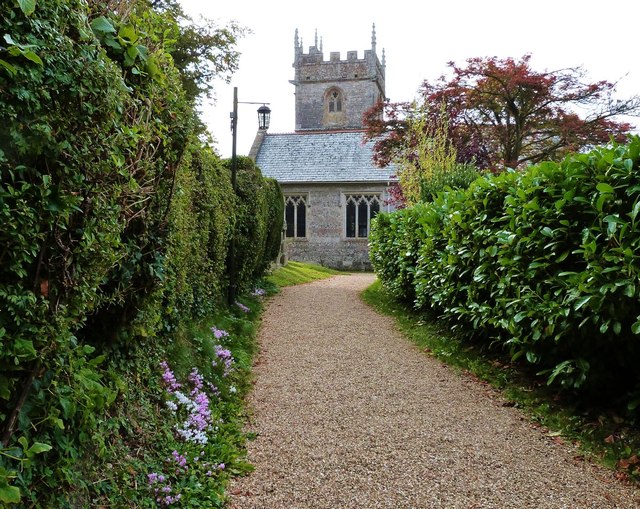 Church path with cyclamen, Piddlehinton