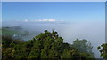 View to the Welsh hills from Bausley Hill in the Breiddens on a misty autumn morn