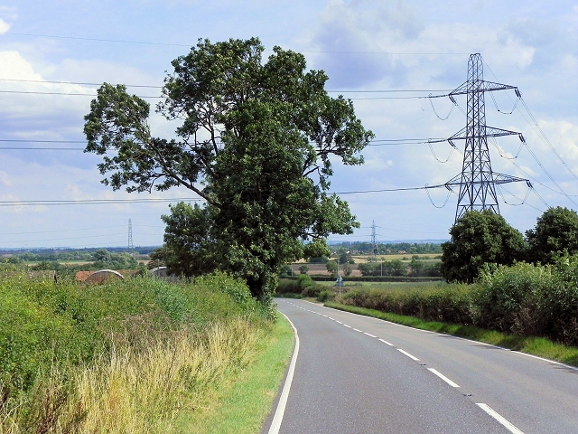 Power Lines Crossing the A617 near Micklebarrow Hill