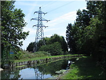 TQ3499 : The New River and pylon south of the M25 by Mike Quinn