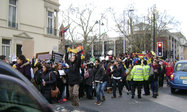 Protest by the Venezuelan Embassy, Exhibition Road, South Kensington