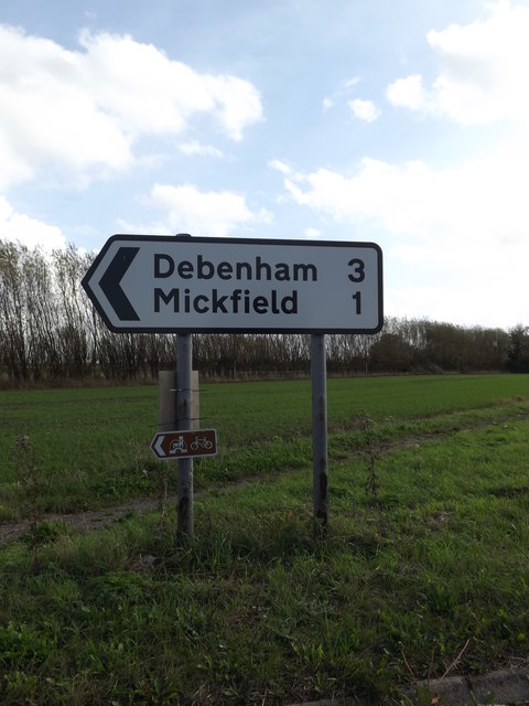 Roadsign on Debenham Road
