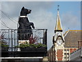 Wareham: the Black Bear and the Town Hall clock