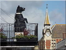 SY9287 : Wareham: the Black Bear and the Town Hall clock by Chris Downer
