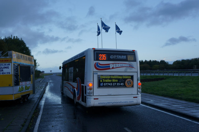 Perrymans service bus enters Scotland