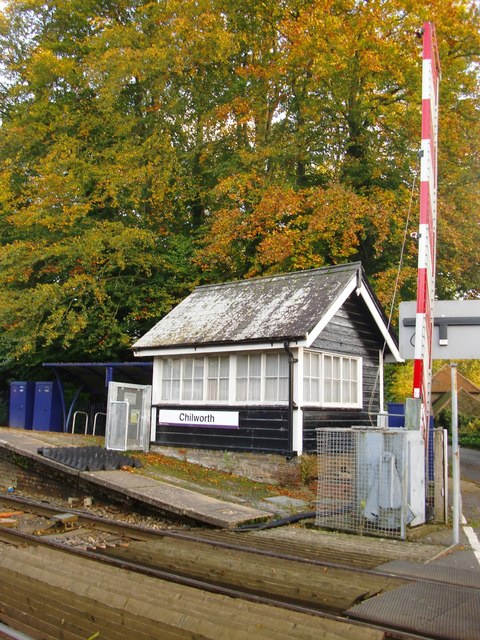 Former signal-box at Chilworth - and autumn colour