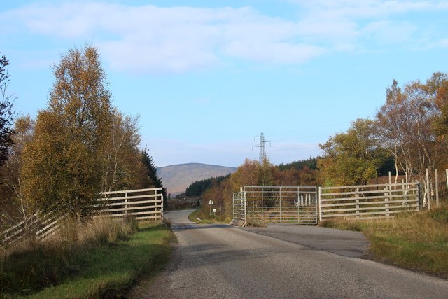 Cattle grid on the A838 at Overscaig Plantation 