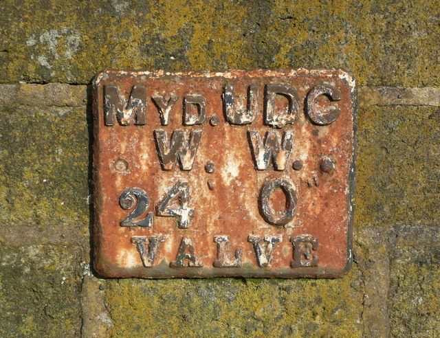 Mytholmroyd UDC Water Works valve marker plate