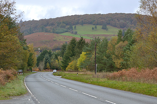 The A470 approaching Doldowlod