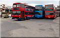 SZ3295 : Double decker buses parked outside Lymington Town Railway Station by Jaggery