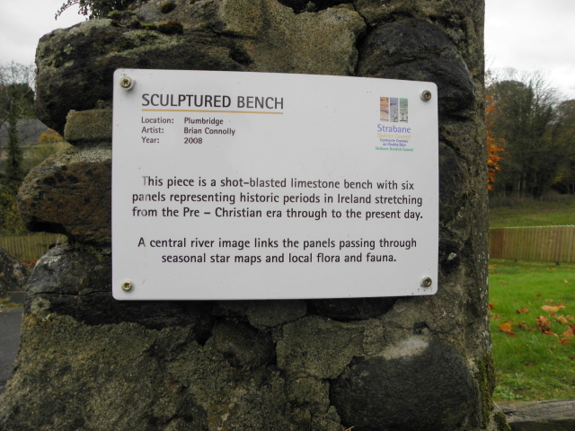 Sculptured bench plaque, Plumbridge
