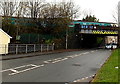 Train crosses above the B4282 in Maesteg