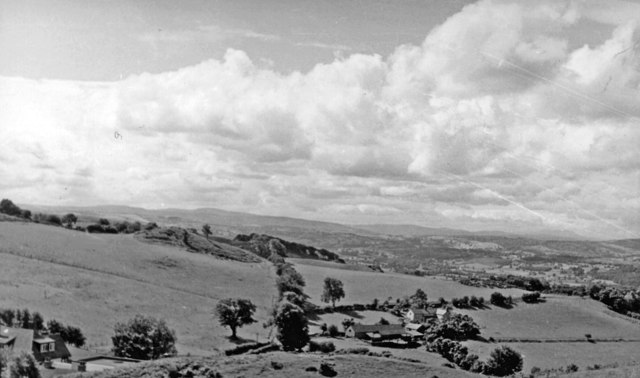 Western panorama to Snowdonia from Graig Fawr, Meliden 1951