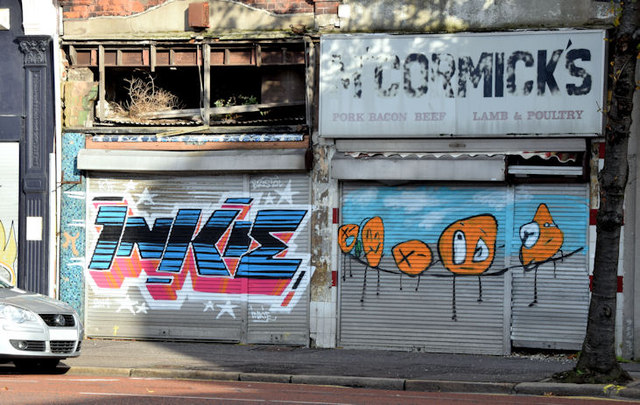 Decorated shutter doors, Belfast - November 2014(1)