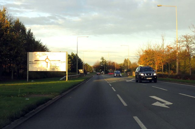 Approaching a roundabout on Chaffron Way
