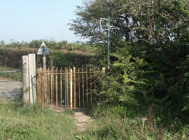 Kissing gate at the start of a public footpath on Moor Lane, near Nottage