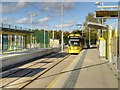 Outbound Tram Arriving at Moor Road Metrolink Stop